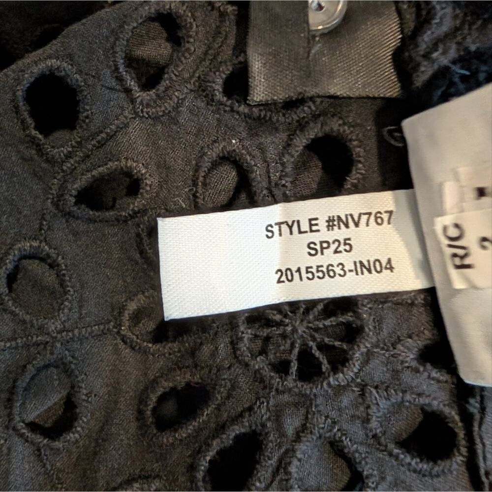 NWT Madewell Embroidered Shirred Henley Top XS Black - Picture 9 of 10